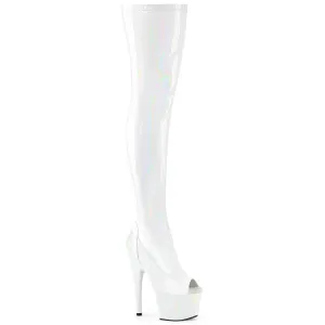 ADORE-3011HWR Patent White Thigh High Platform Boots