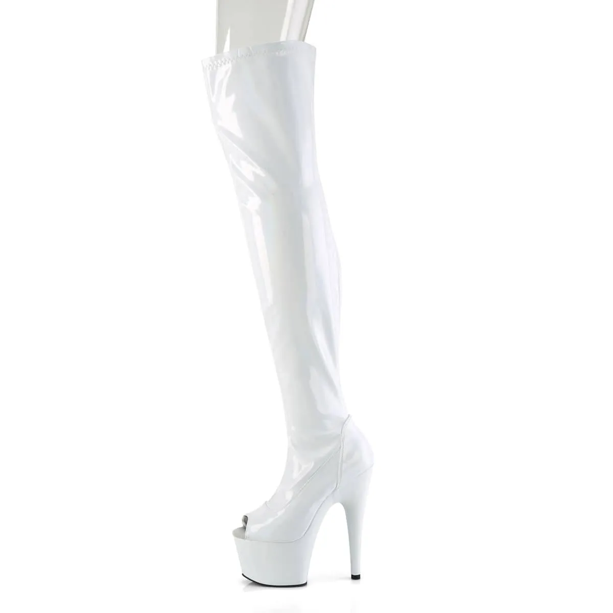 ADORE-3011HWR Patent White Thigh High Platform Boots