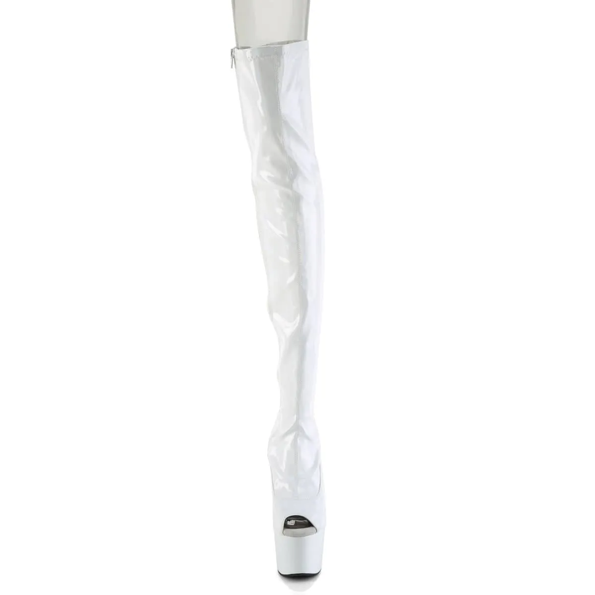 ADORE-3011HWR Patent White Thigh High Platform Boots