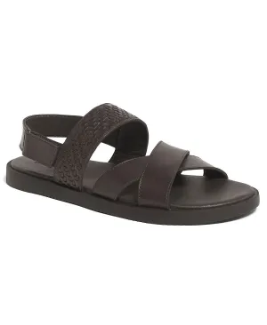 Anthony Veer Men's Comfort Cross Strap Mumbai Sandals, Brown