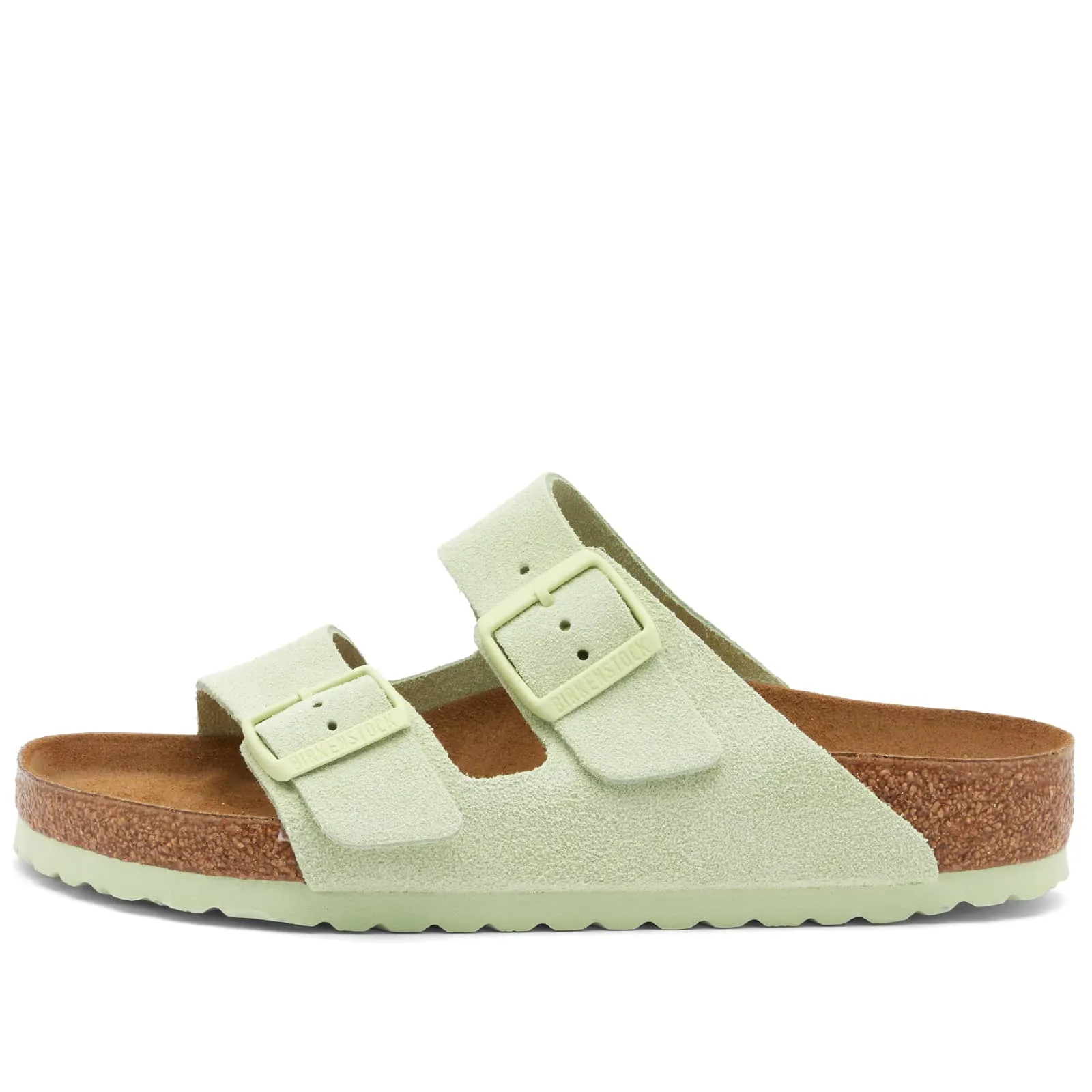 Birkenstock Arizona Sandals in Faded Lime Suede