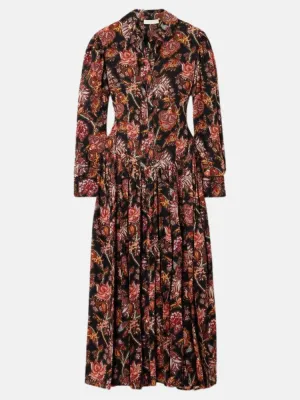 Celia Pleated Paisley Print Dress