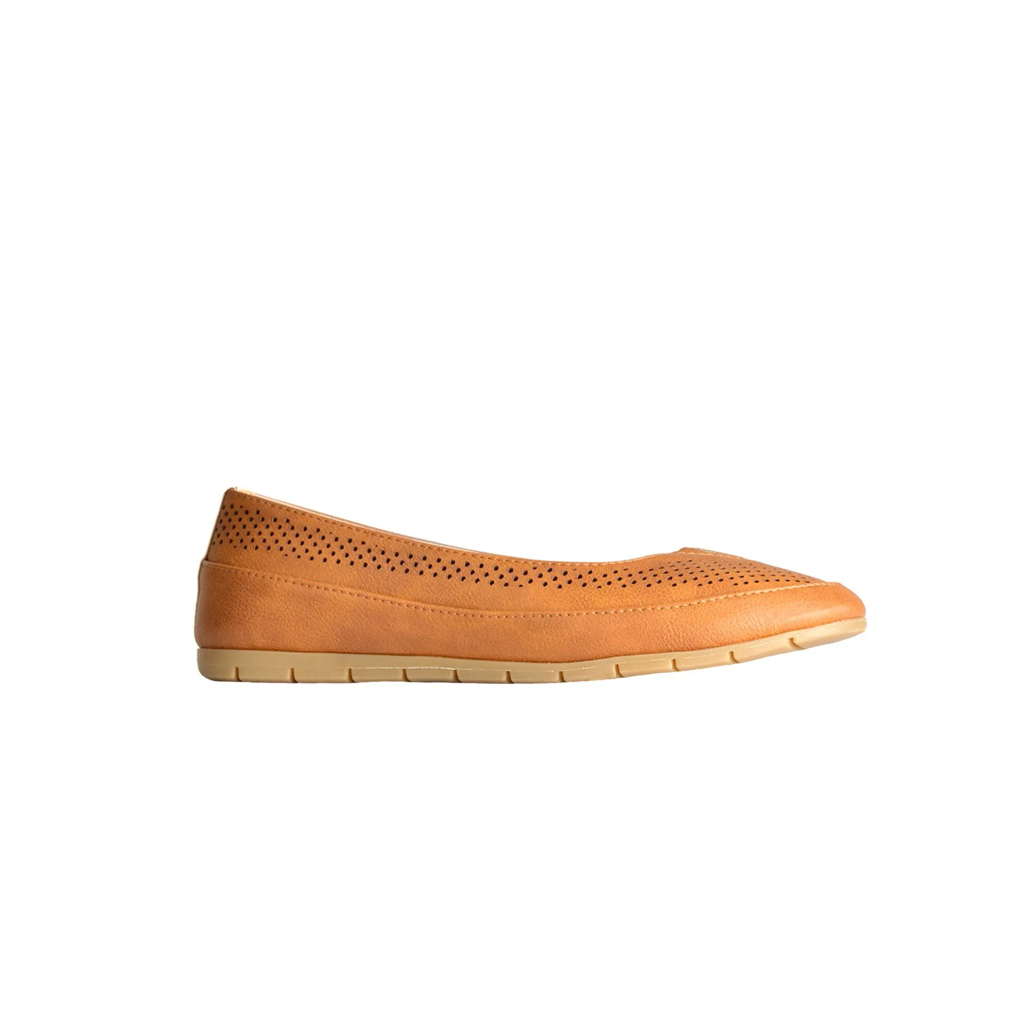 Comfy Perforated Ballerinas - Tan