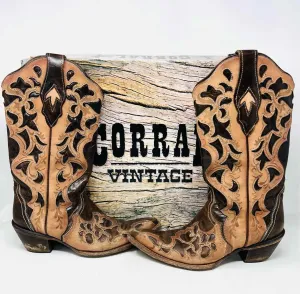 Corral Size 7.5 Brown/Tan Cut-outs Leather W/ BOX!!! Shoes Boots