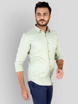 Light Pistachio Printed Smart Fit Casual Shirt | Greenfibre