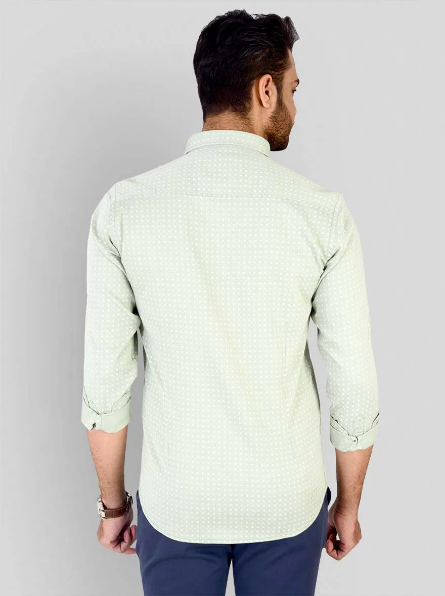 Light Pistachio Printed Smart Fit Casual Shirt | Greenfibre