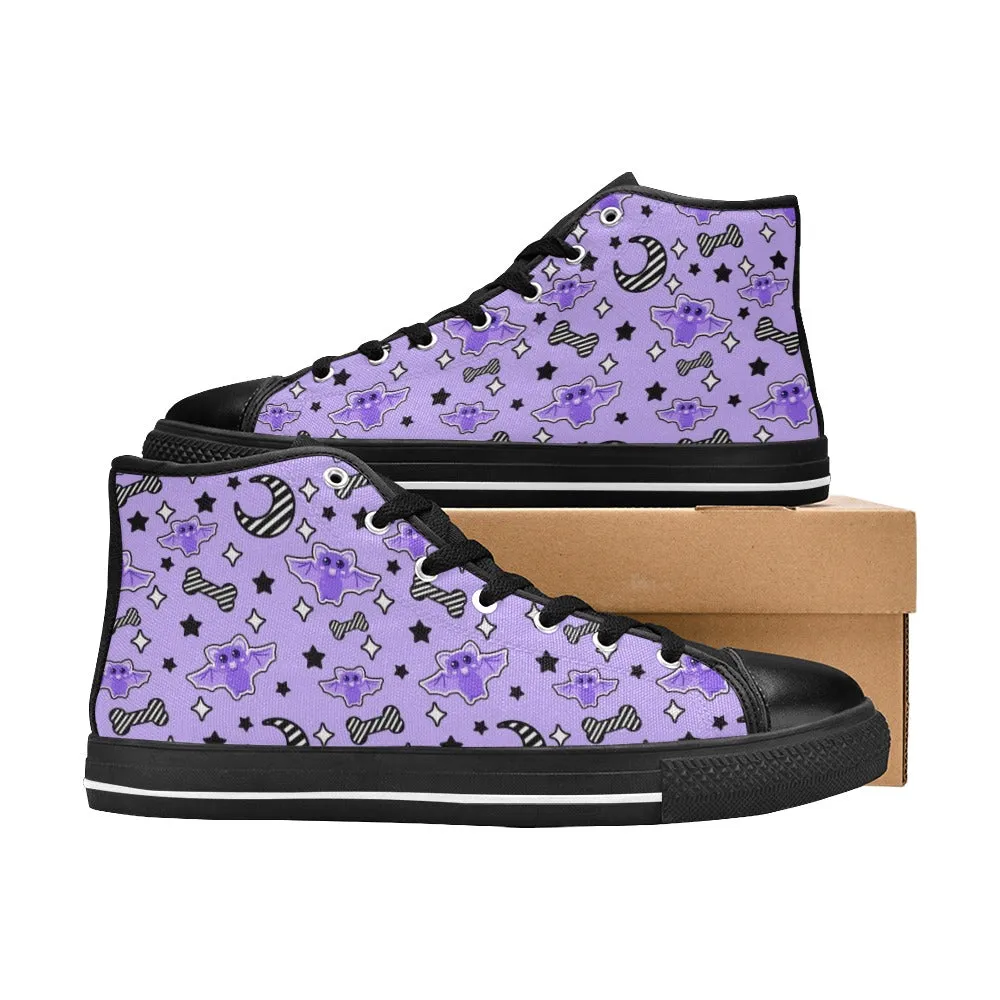 Magical Kawaii Spooky Bats Purple Men’s High Top Sneakers