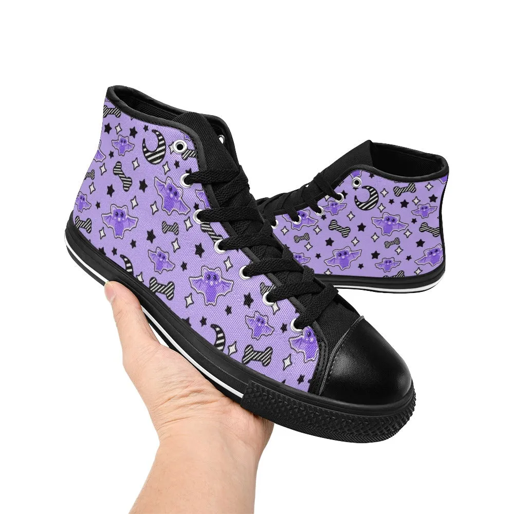 Magical Kawaii Spooky Bats Purple Men’s High Top Sneakers