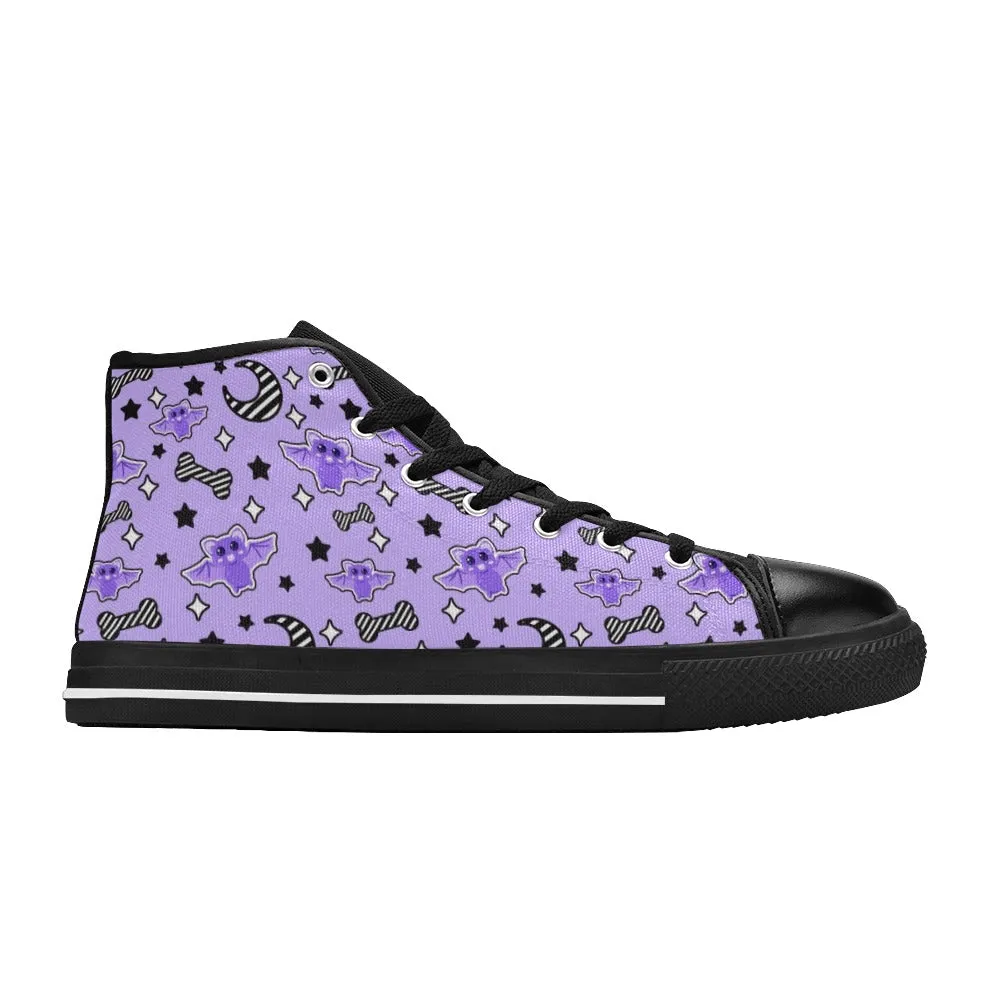 Magical Kawaii Spooky Bats Purple Men’s High Top Sneakers