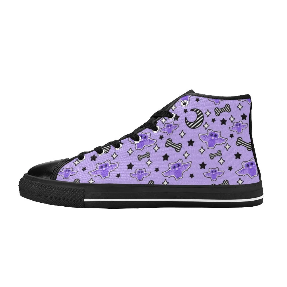 Magical Kawaii Spooky Bats Purple Men’s High Top Sneakers