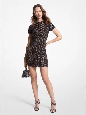 Michael Michael Kors Embellished Laser Cut Scuba Dress, Black