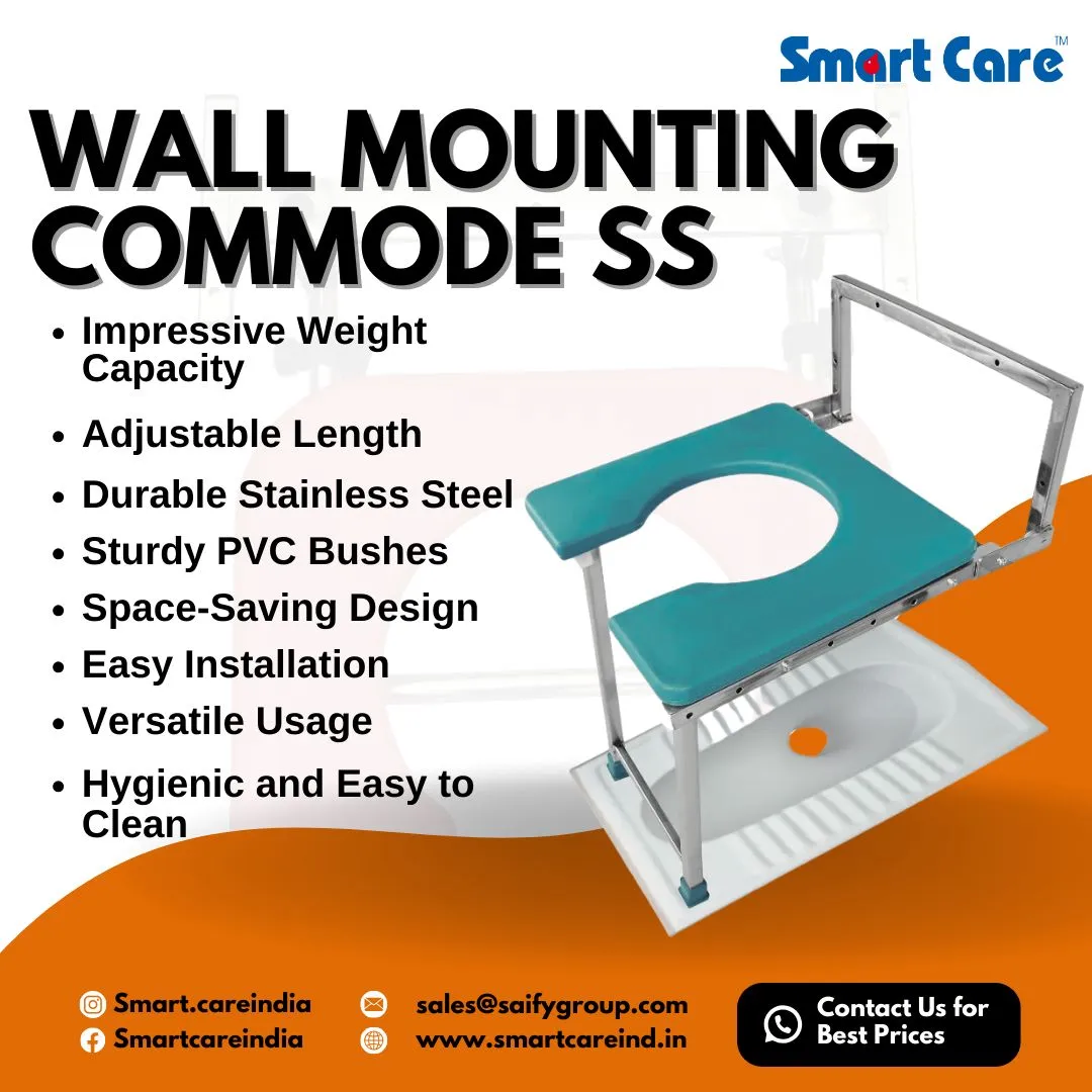 SMARTCARE Wall Mounting Commode Stool Foldable Commode Chair/Stool Stainless Steel, Easy to Use, Fold and Clean, Capacity 150 kg