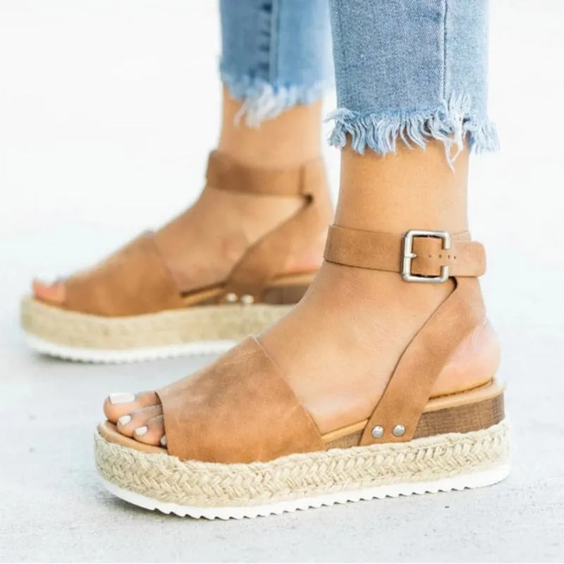 Soft Leather Platform Wedges