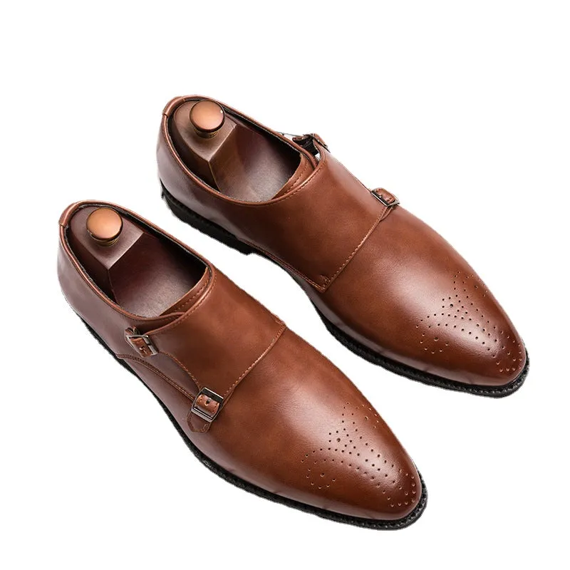 Spring Men's Dress Shoes Men's Korean Business Casual Metal Clasp Men's Shoes