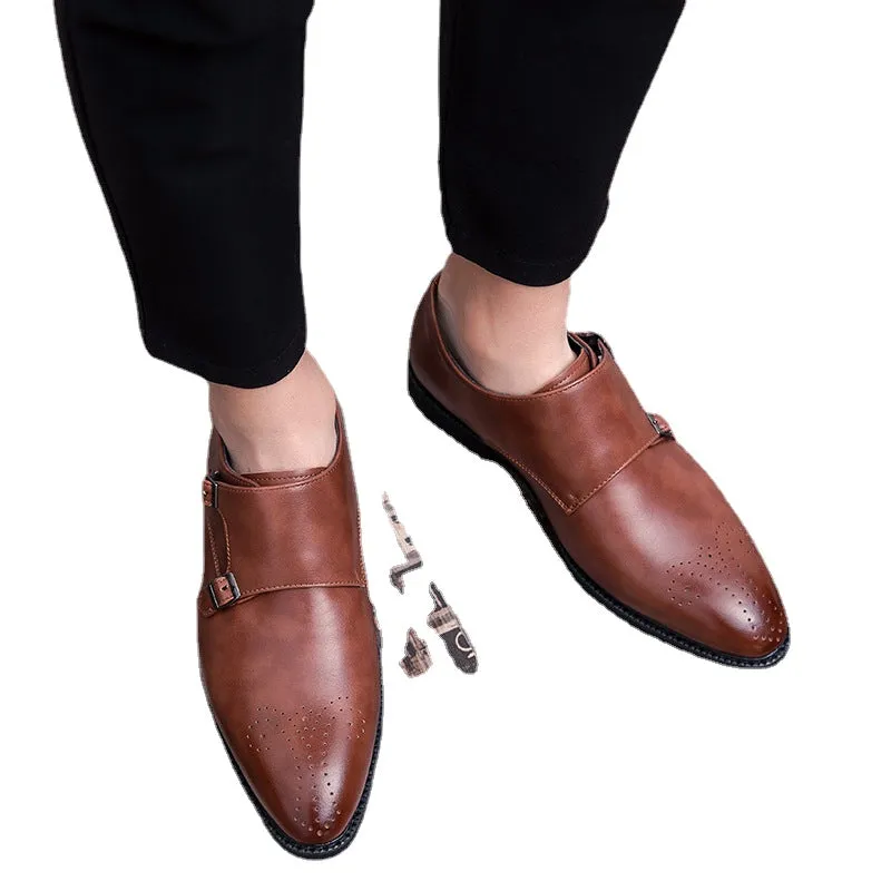 Spring Men's Dress Shoes Men's Korean Business Casual Metal Clasp Men's Shoes