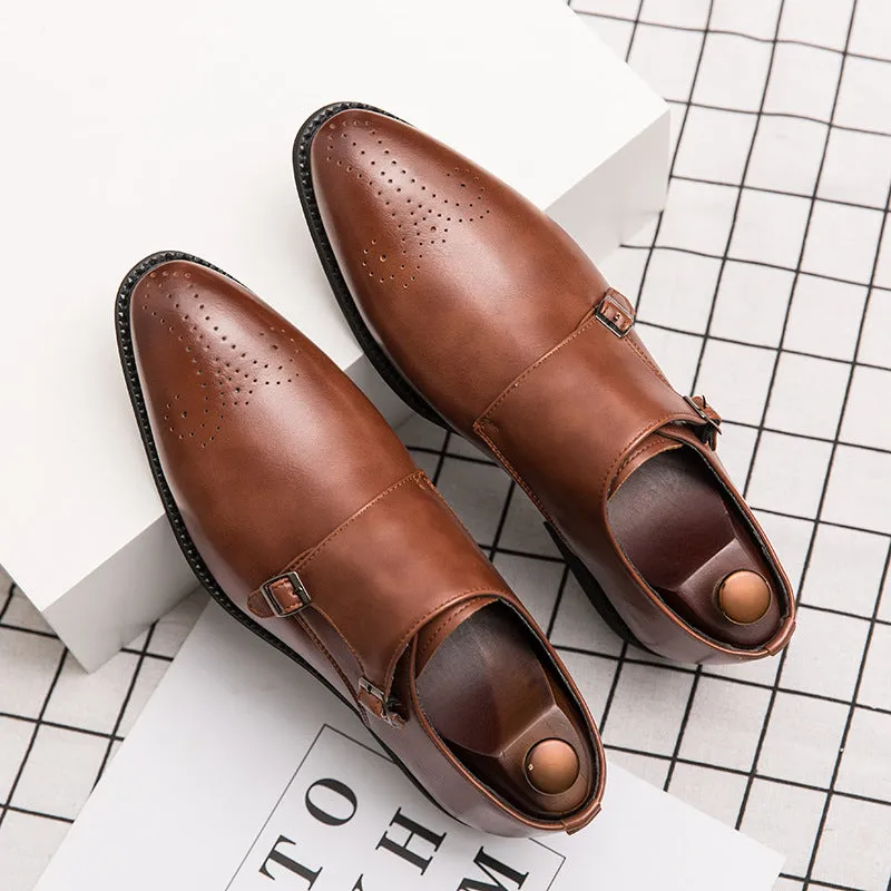 Spring Men's Dress Shoes Men's Korean Business Casual Metal Clasp Men's Shoes